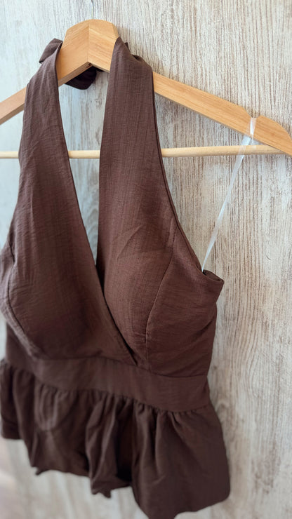 Top Halter com Copas e Efeito Balão