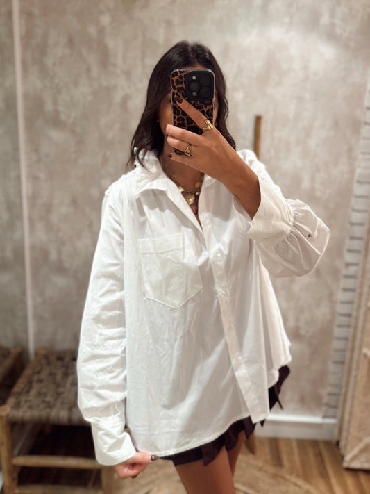 Camisa branca c/folho na gola