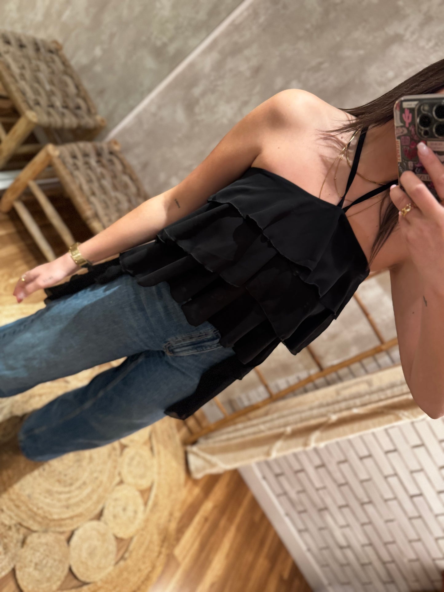 Top fluido c/folhos