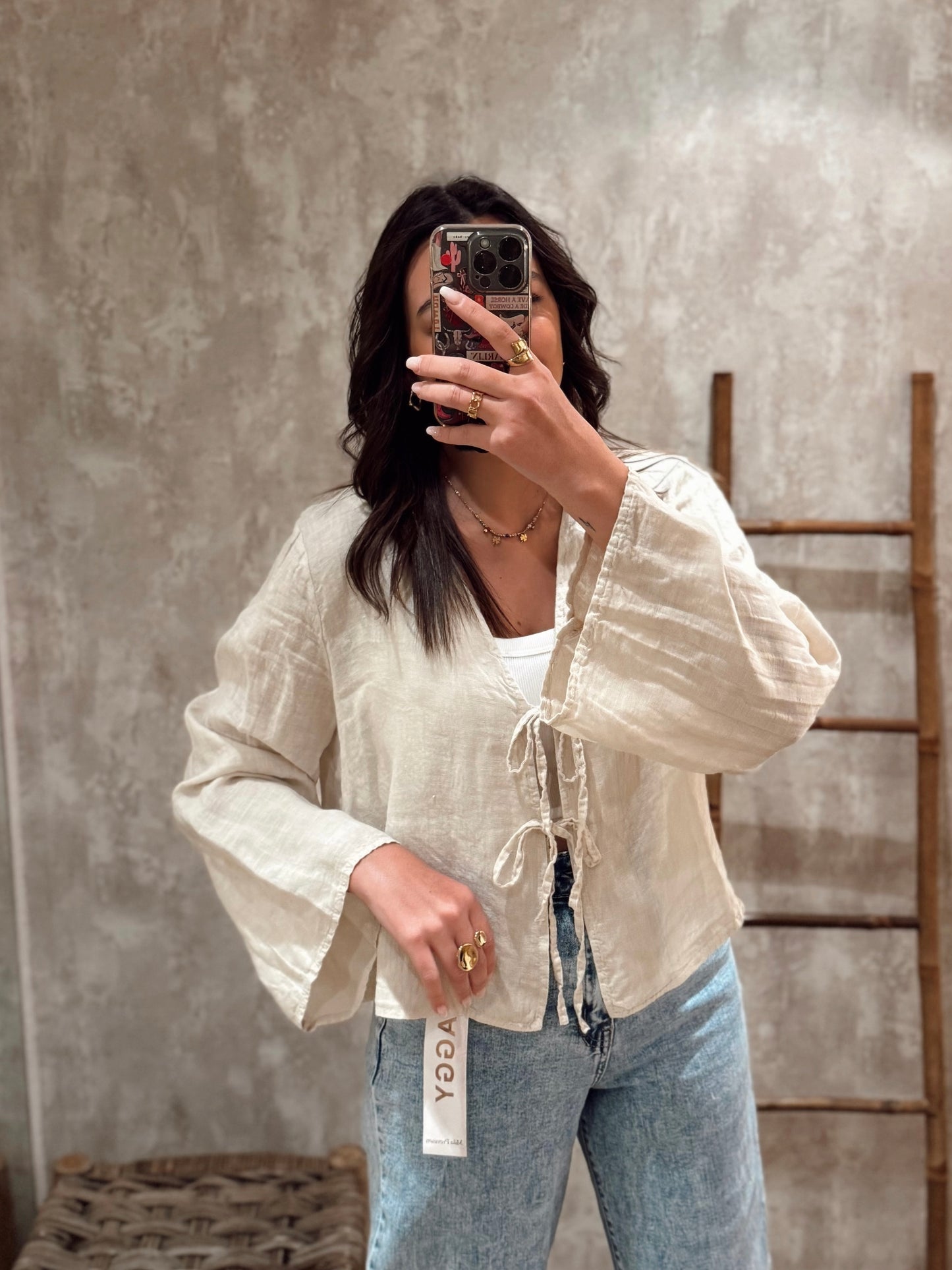 Blusa/chaqueta de lino con conjuntos