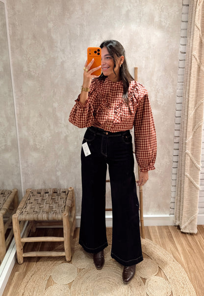 Camisa Xadrez com Folhos