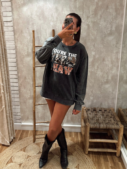 Sudadera estampada de gran tamaño