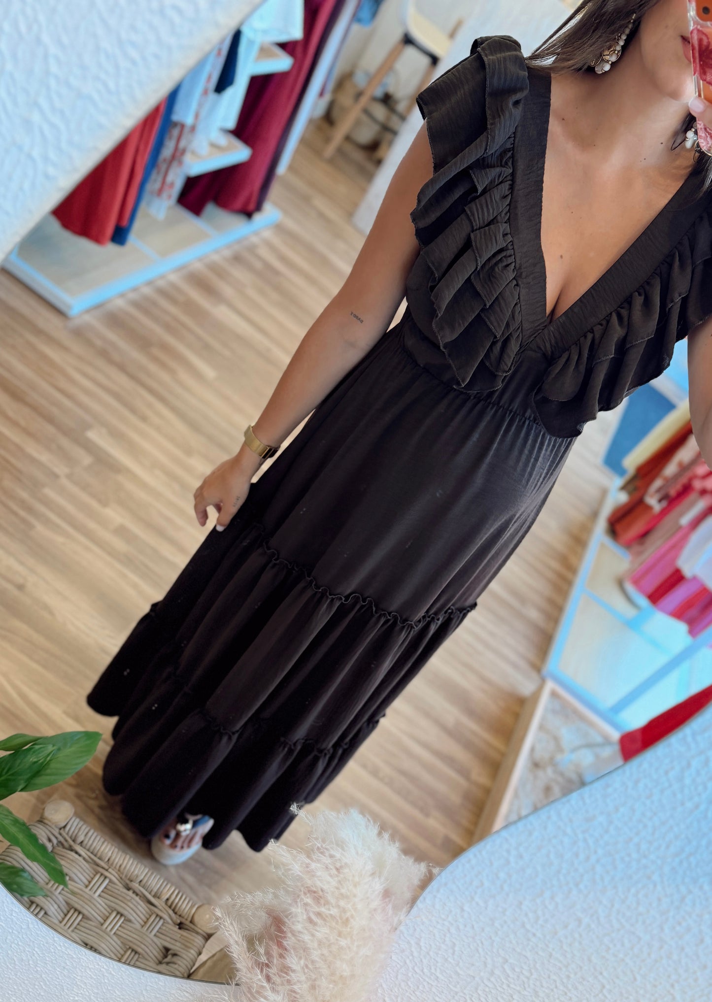 Vestido Longo Folhos