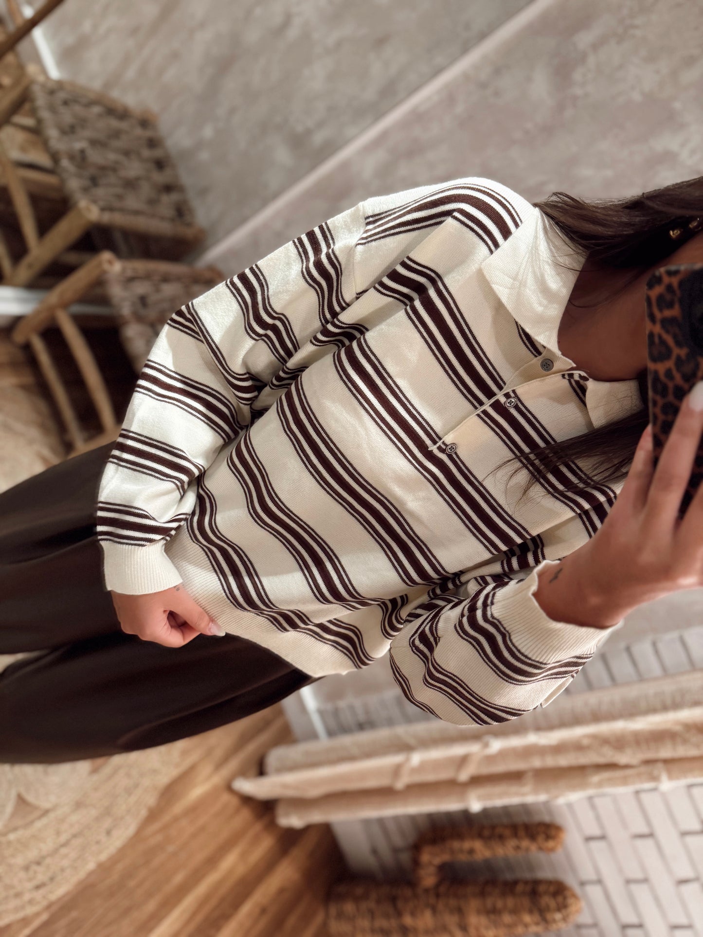 Malha em polo listado