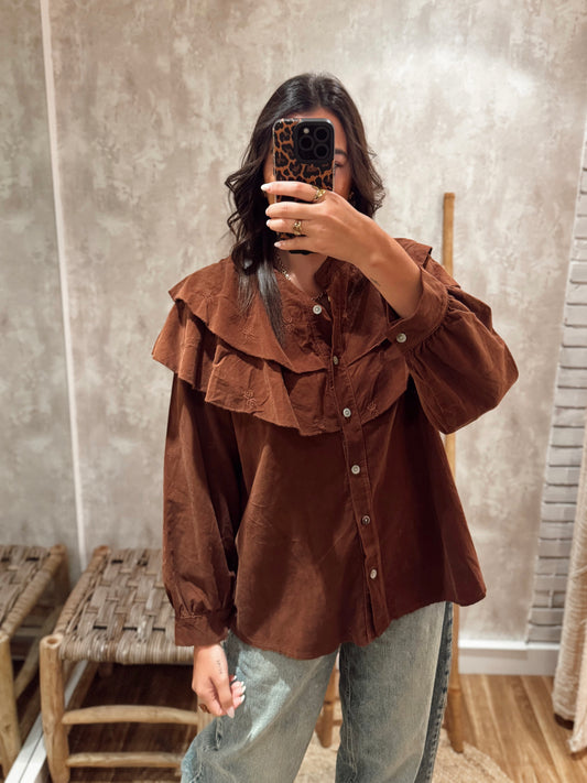 Camisa em Bombazine Castanha