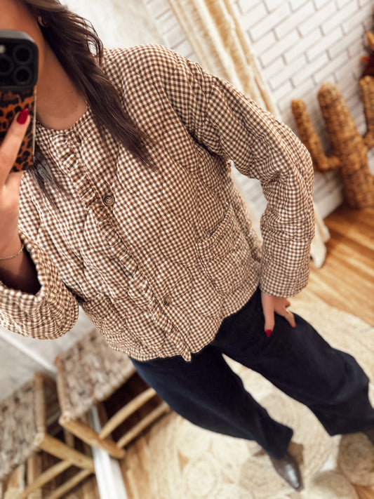 Casaco acolchoado aos quadradinhos