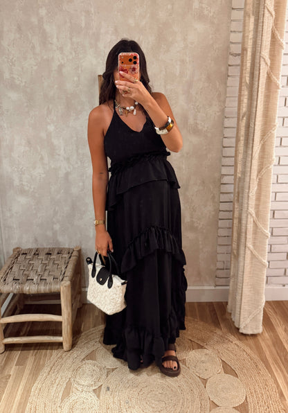 Vestido Longo com Folhos