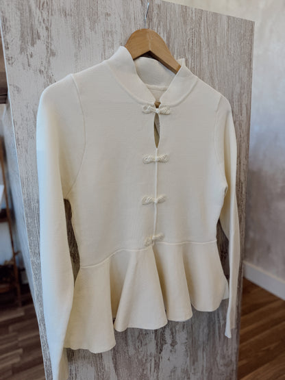 Malha Peplum com Fechos Estilo Mandarim