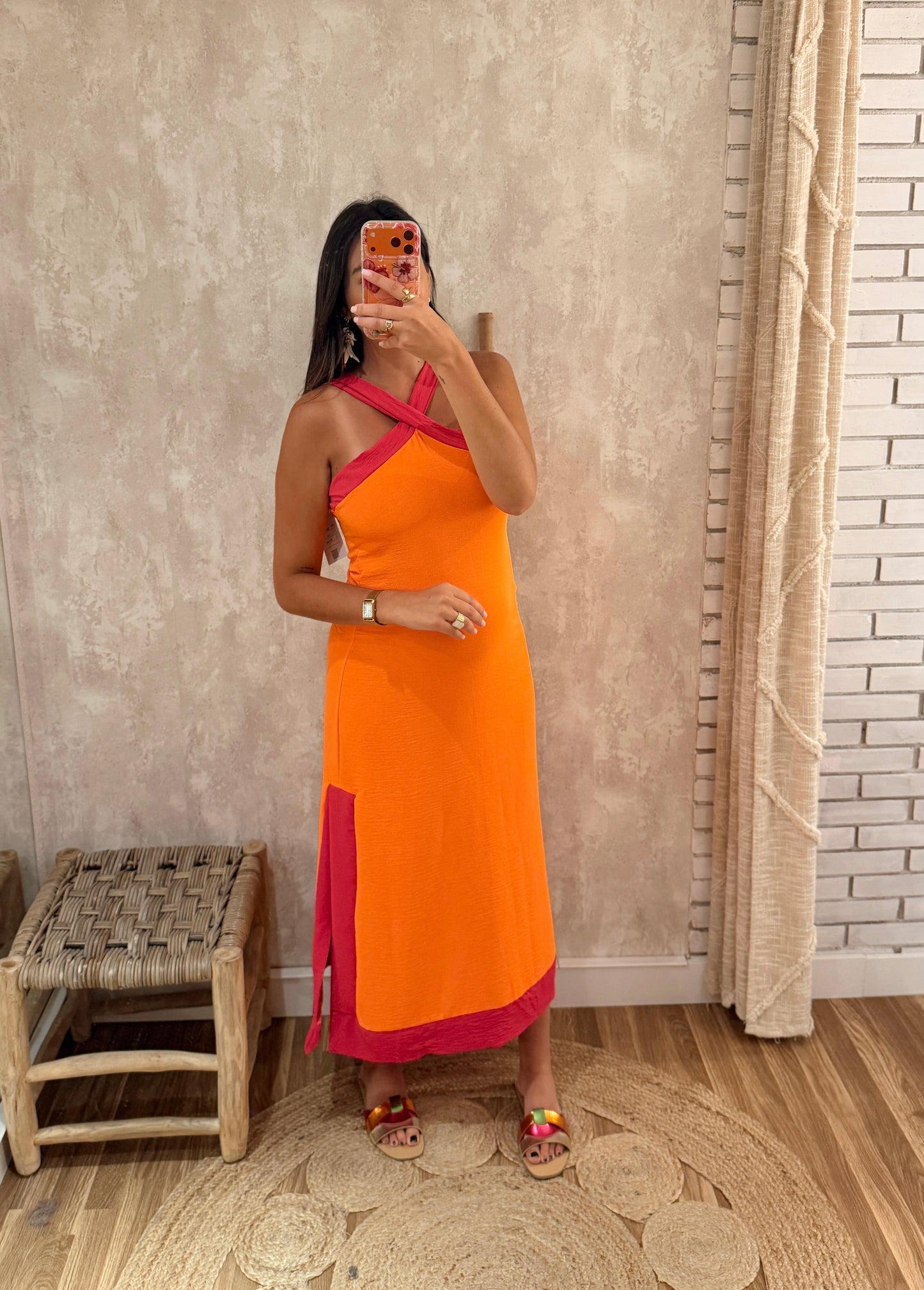 Vestido Midi Bicolor