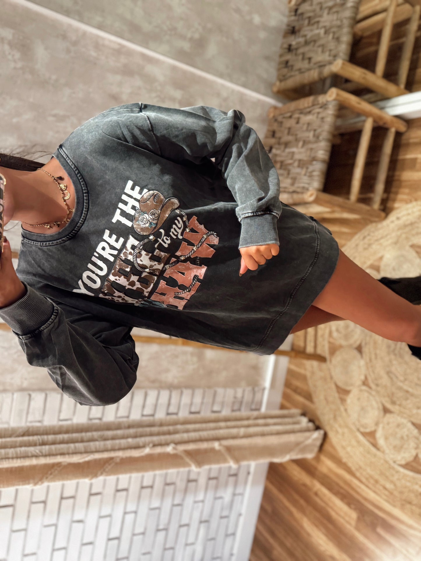 Sudadera estampada de gran tamaño