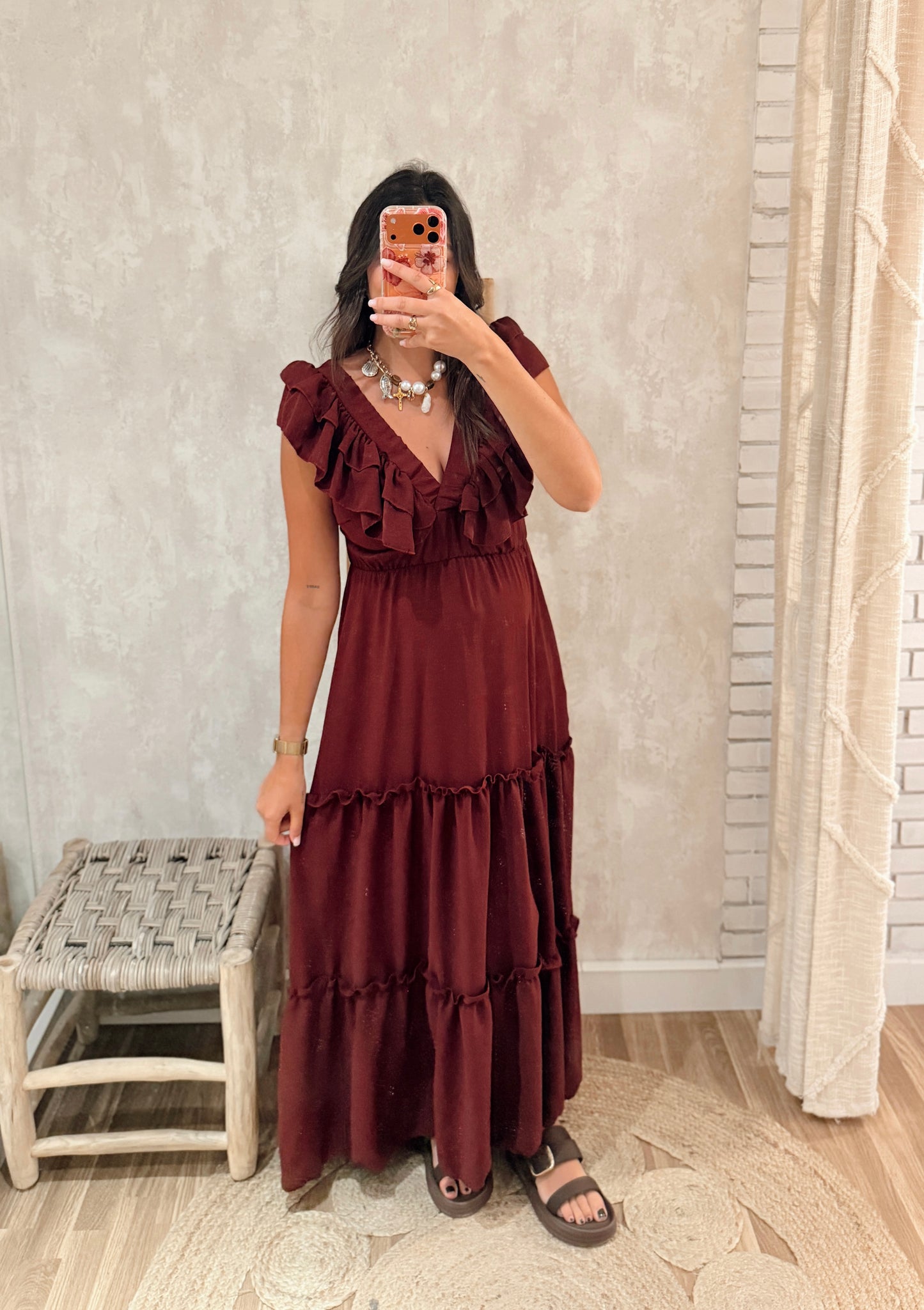 Vestido Longo Folhos