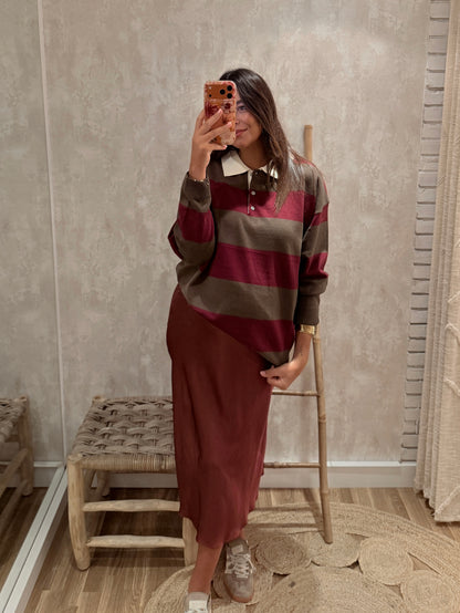 Polo em Malha Oversize – Azeitona & Ameixa