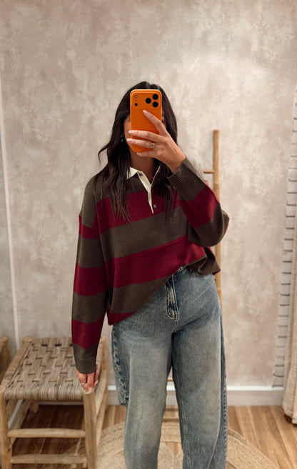 Polo em Malha Oversize – Azeitona & Ameixa