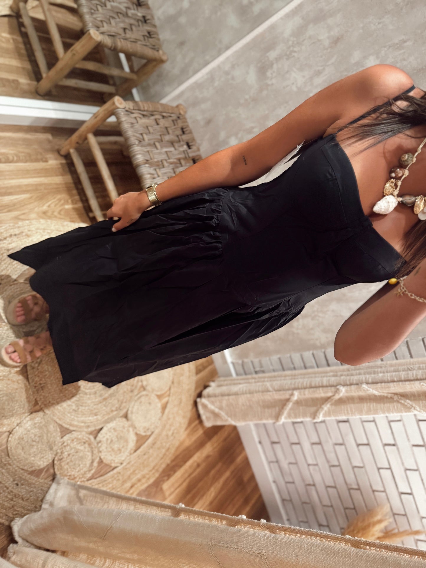 Vestido c/efeito corpete - Preto