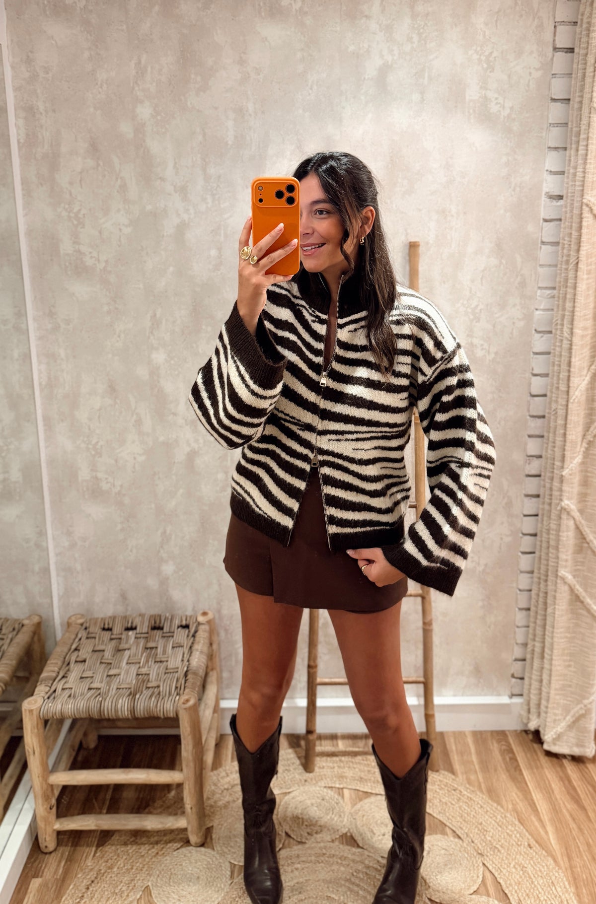 Cardigan Zebra com Fecho Duplo