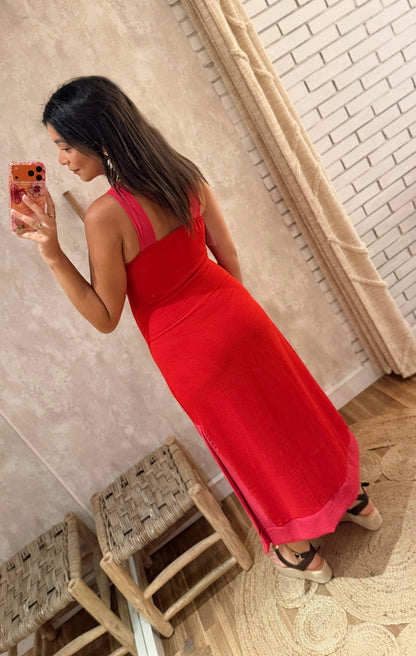 Vestido Midi Bicolor