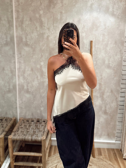 Top acetinado c/renda
