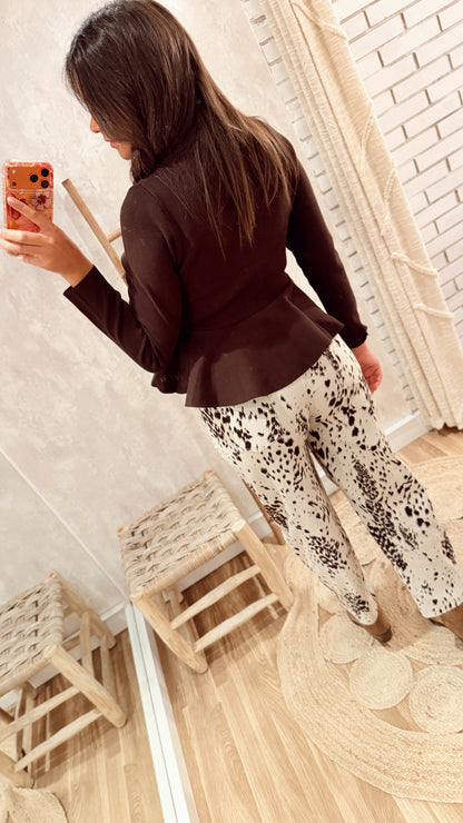 Calças de Ganga com Padrão Animal Print