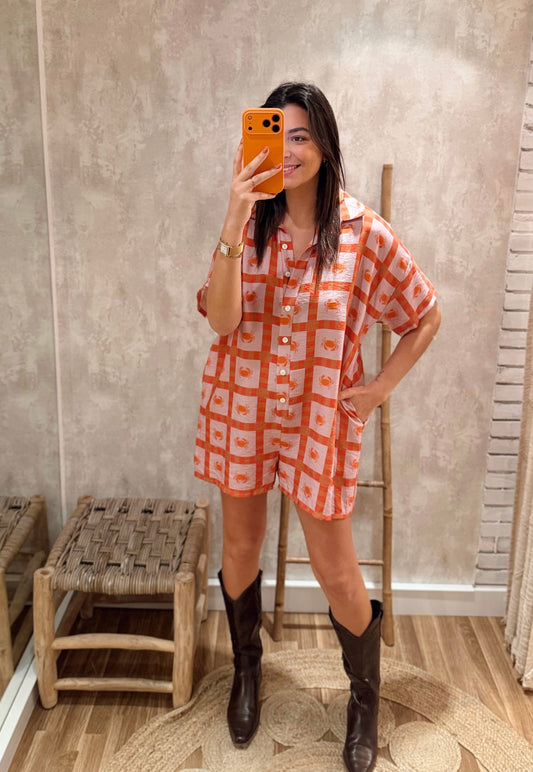 Macacão curto estampado