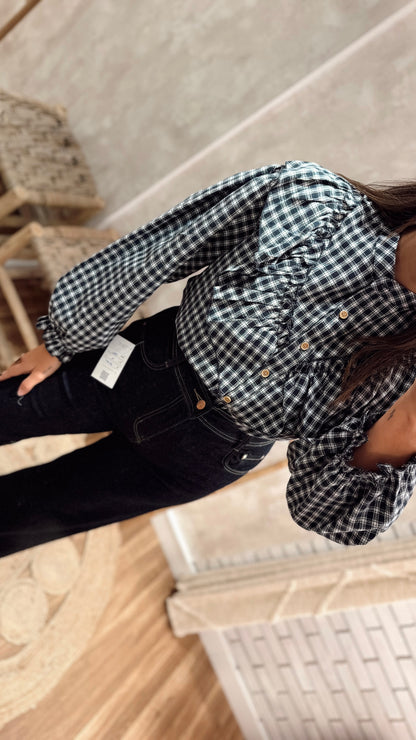 Camisa Xadrez com Folhos
