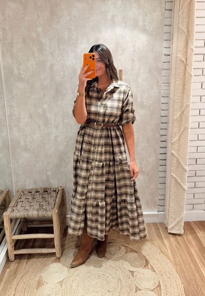 Vestido Camiseiro com Folhos
