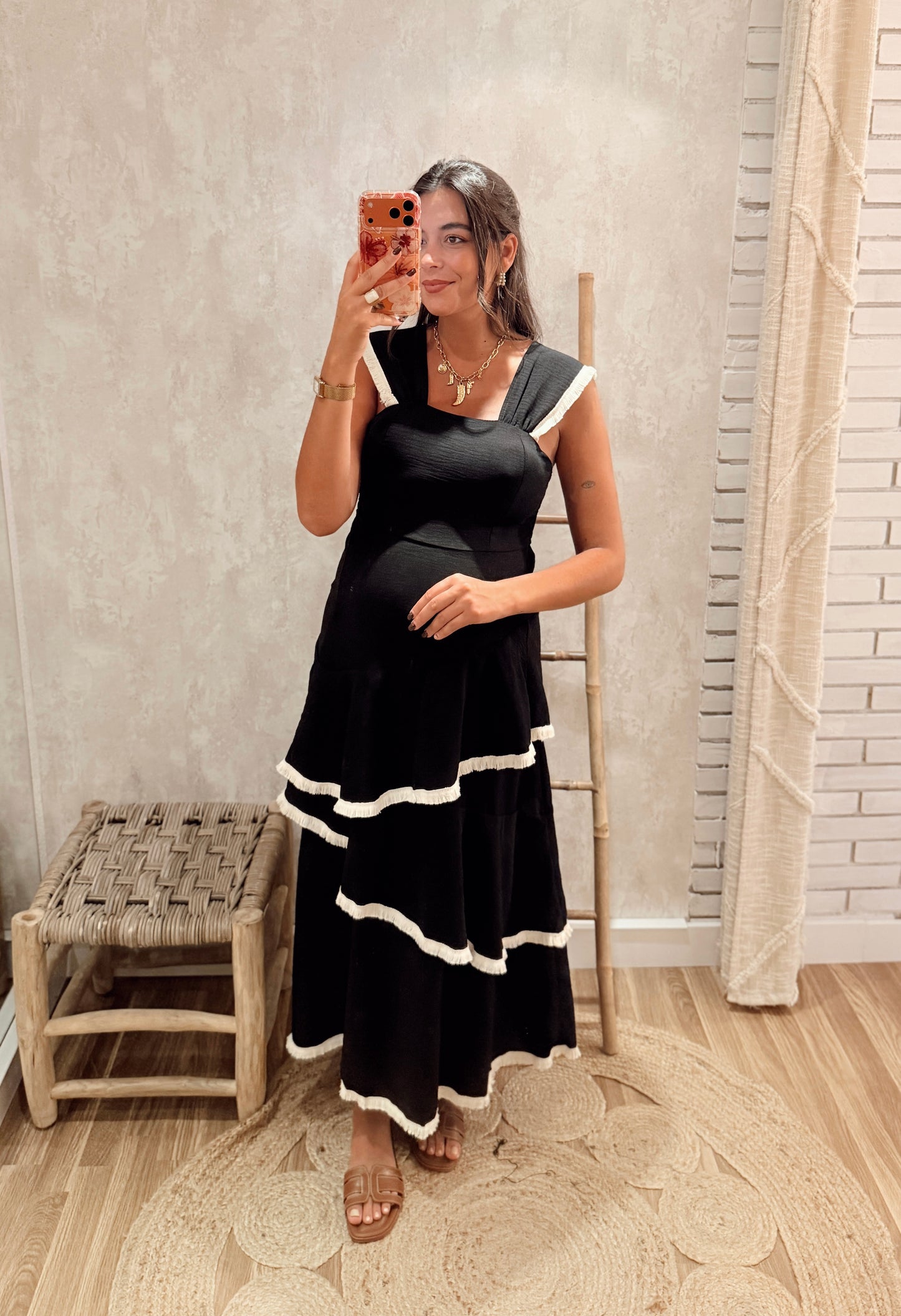 Vestido Comprido  c/ Folhos