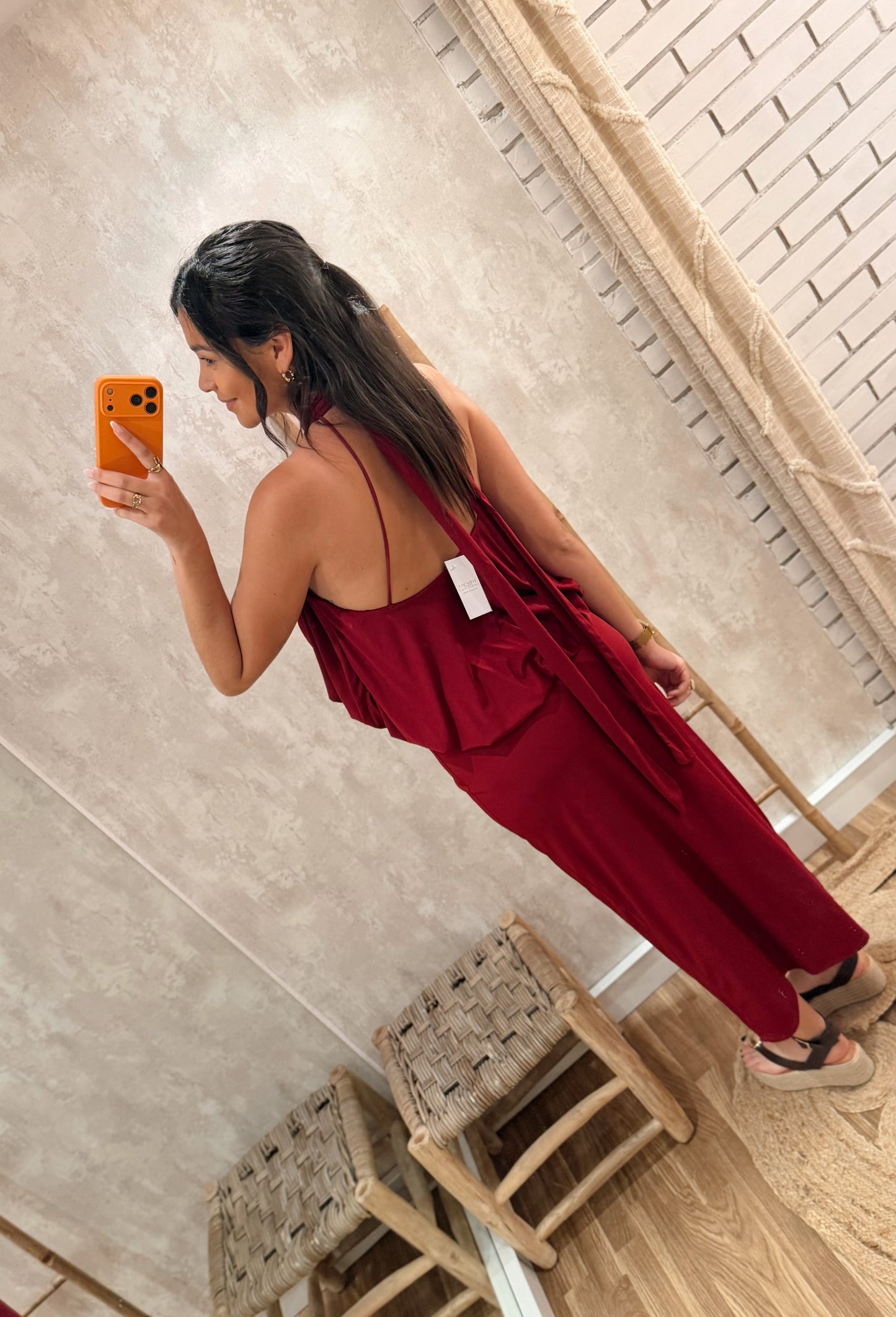 Vestido Midi Halter Drapeado