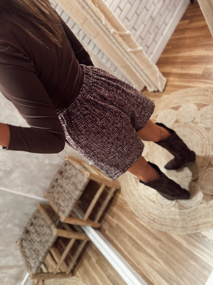 Conjunto estilo tweed composto por blazer e calção- Bordô