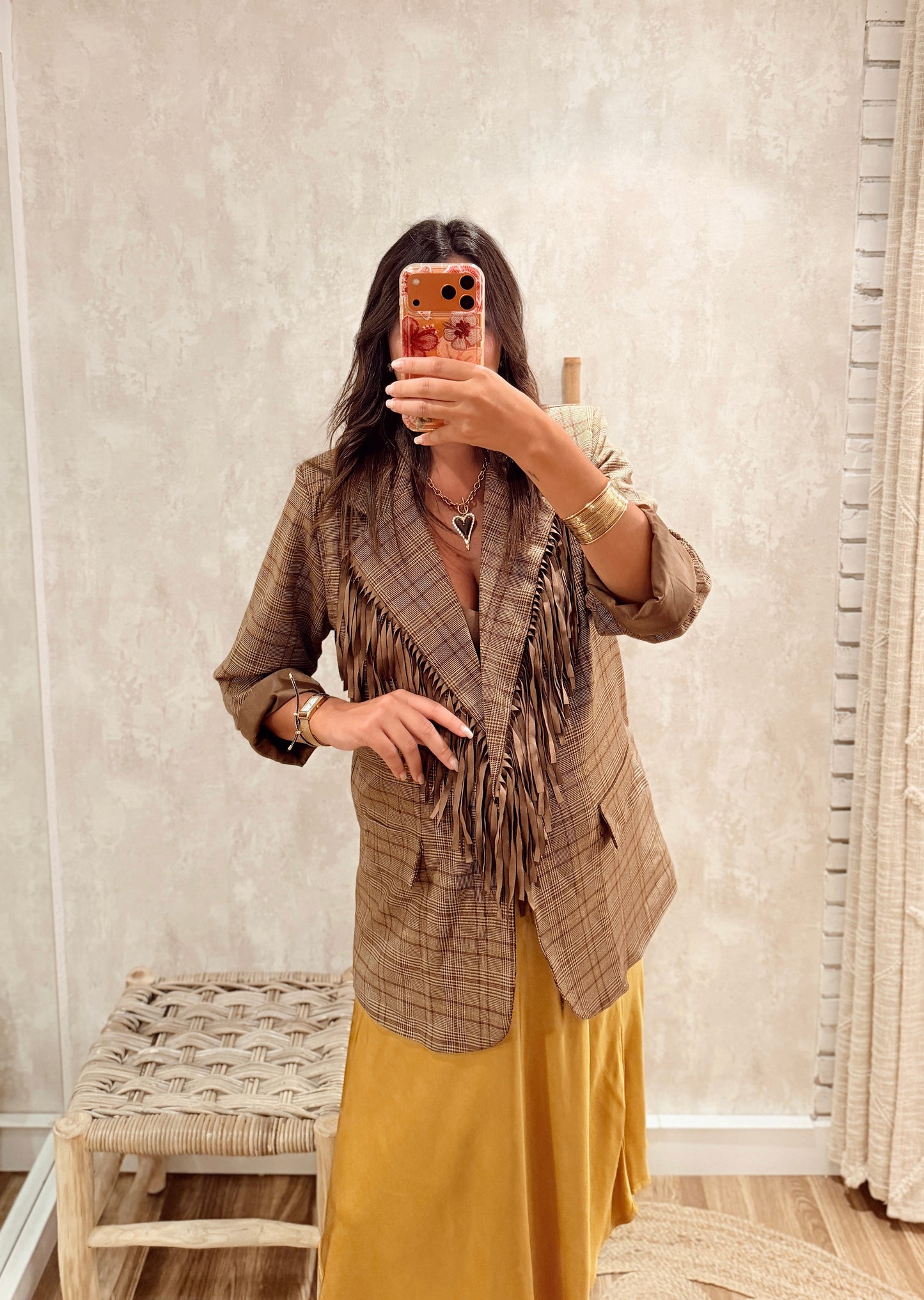 Blazer Xadrez com Franjas
