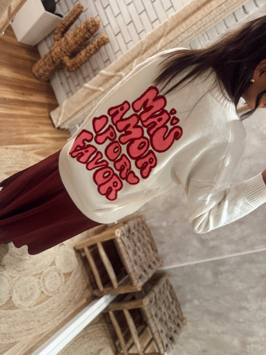 Cardigan em malha c/lettering bordado