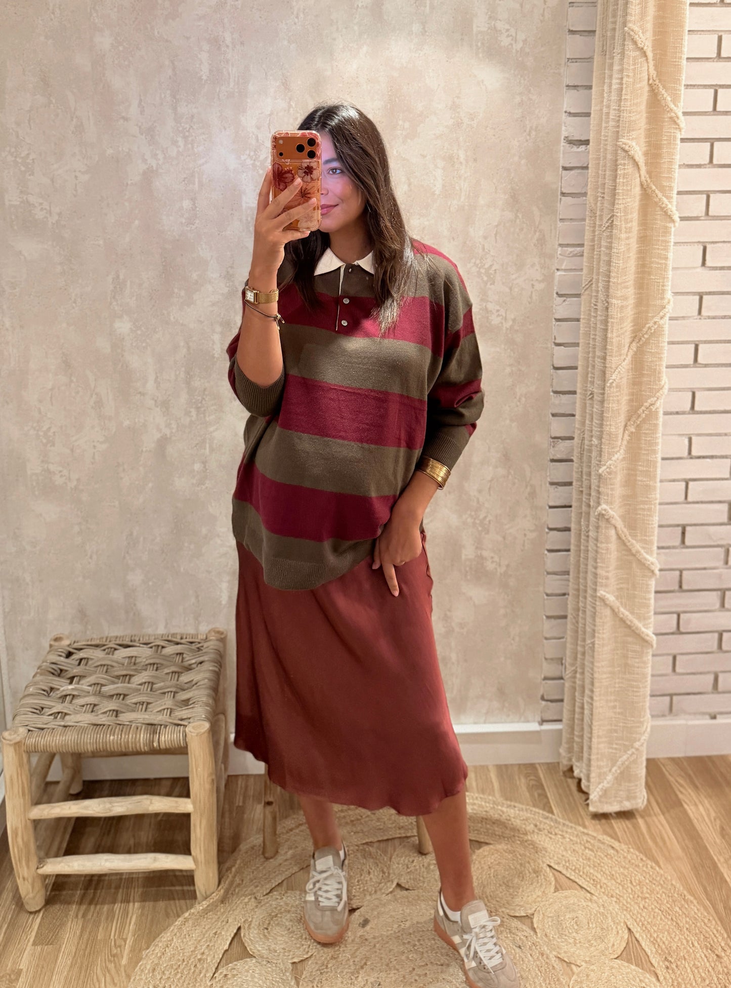 Polo em Malha Oversize – Azeitona & Ameixa