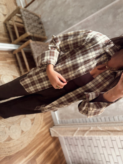 Camisa em tecido leve c/padrão xadrez