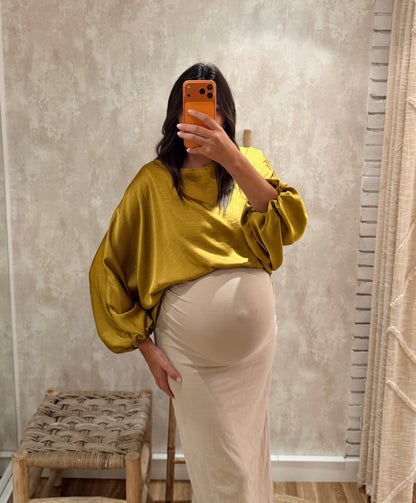Blusa Acetinada Efeito Balão