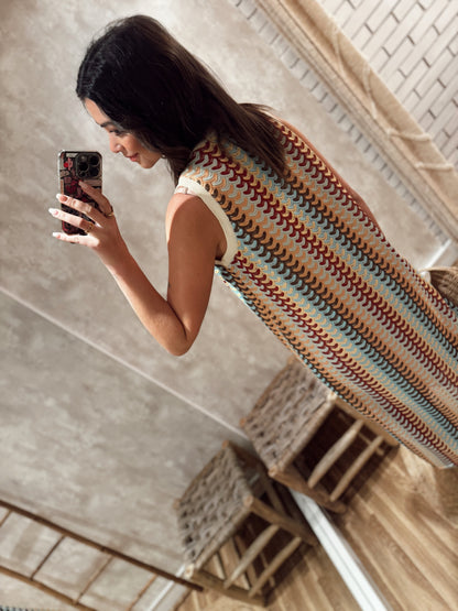 Vestido de crochet colorido