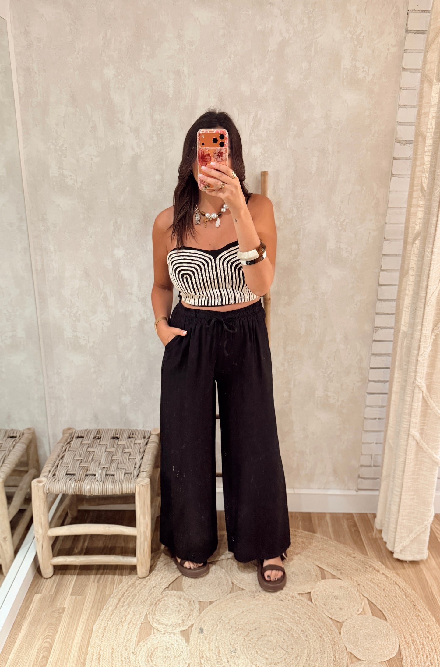 Conjunto Top c/ detalhe de corda  & Calça