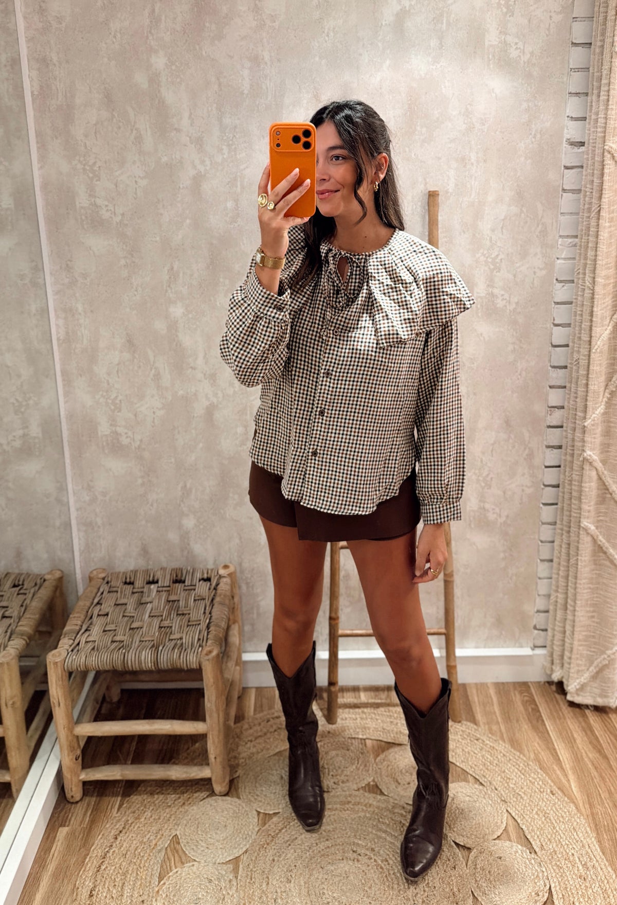 Blusa Xadrez com Folho