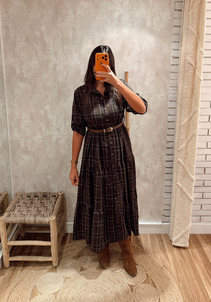 Vestido Camiseiro com Folhos