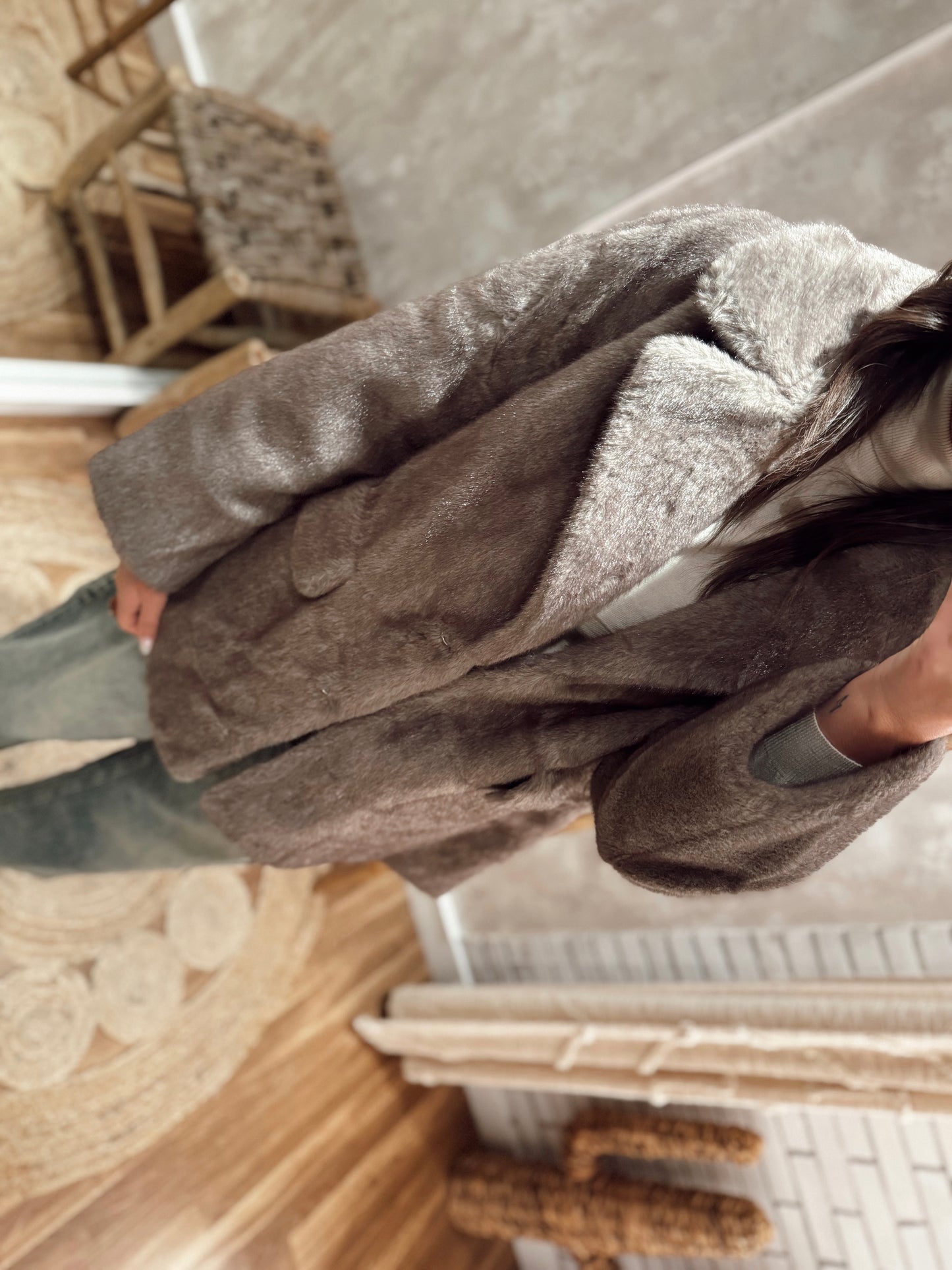 Casaco de pêlo modelo blazer