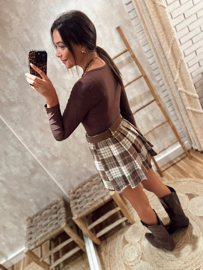 Saia Lumina c/cinto e padrão xadrez