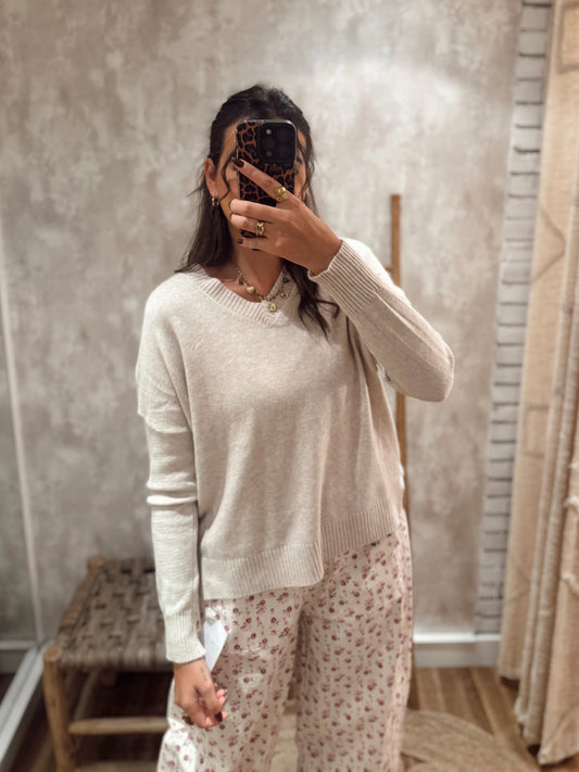 Camisola de malha c/decote em v