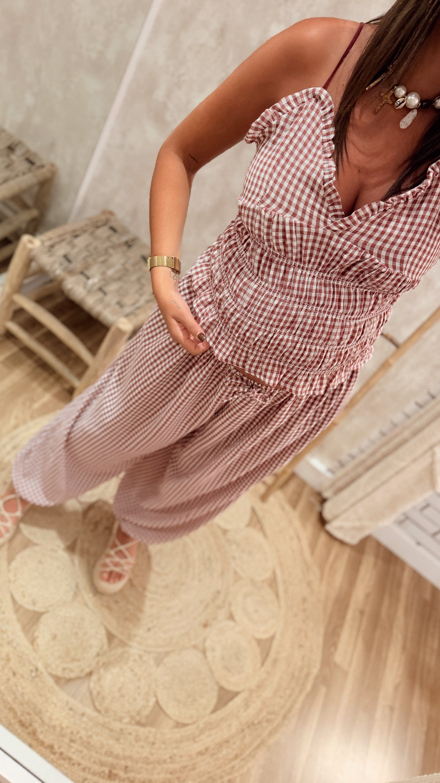 Conjunto Vichy com Calças Balloon