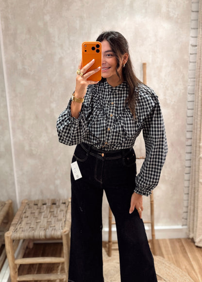 Camisa Xadrez com Folhos