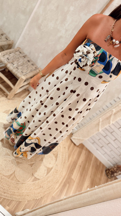 Vestido C/polka dots e cães
