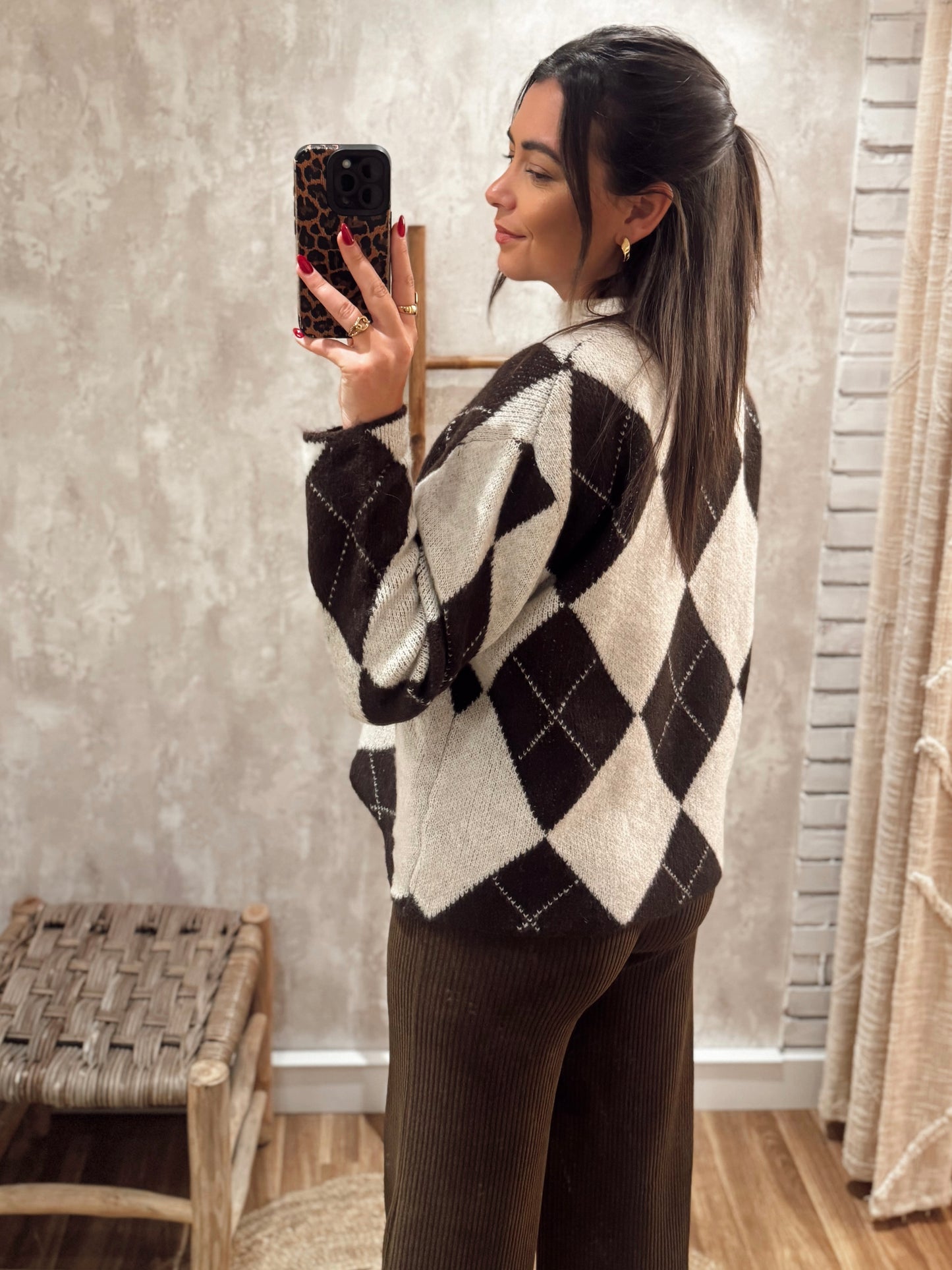 Malha com padrão de losangos