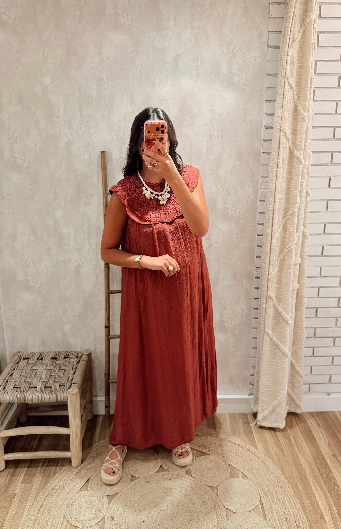 Vestido Comprido Fluido c/gola elegante