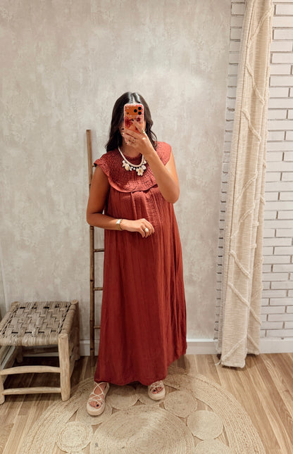 Vestido Comprido Fluido c/gola elegante