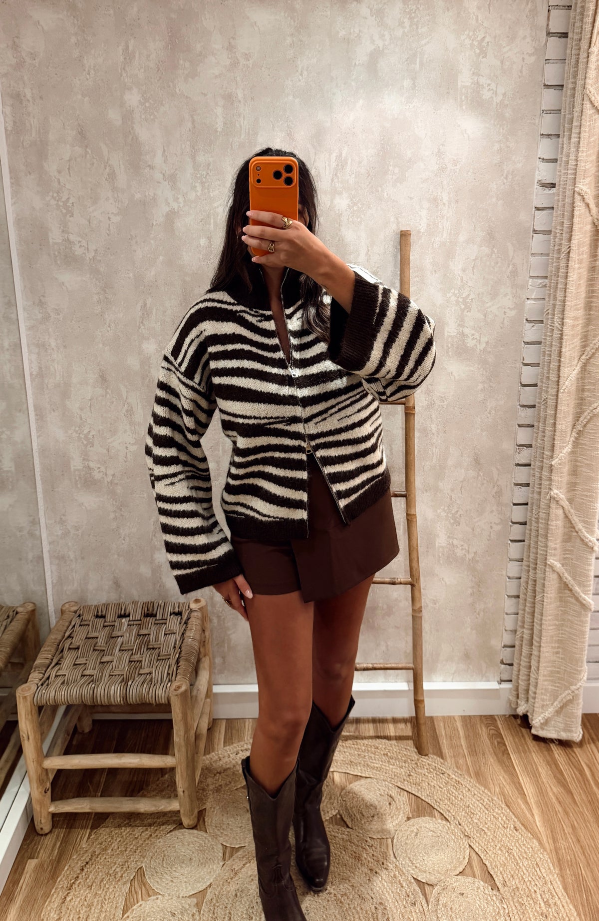 Cardigan Zebra com Fecho Duplo