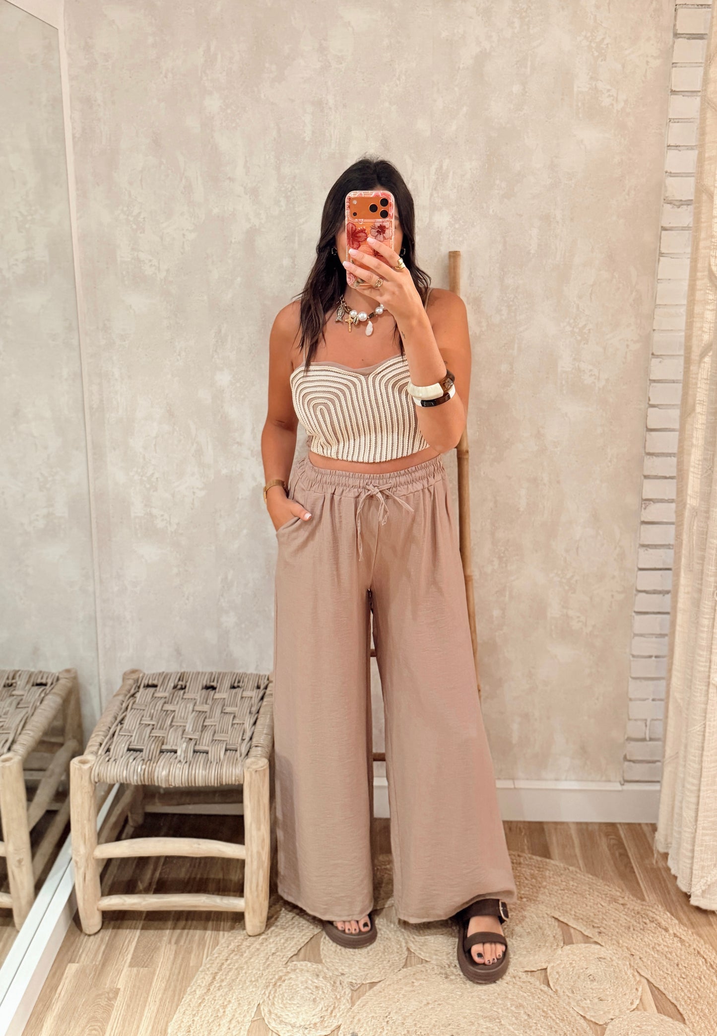 Conjunto Top c/ detalhe de corda  & Calça