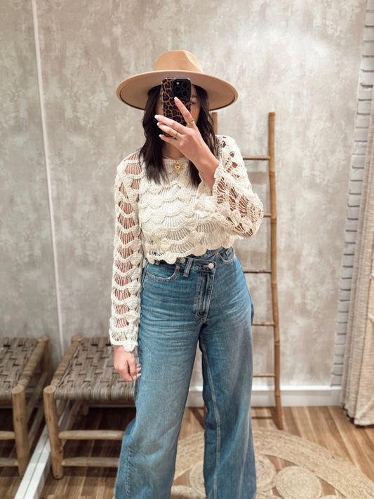 Blusa em croché c/padrão trabalhado