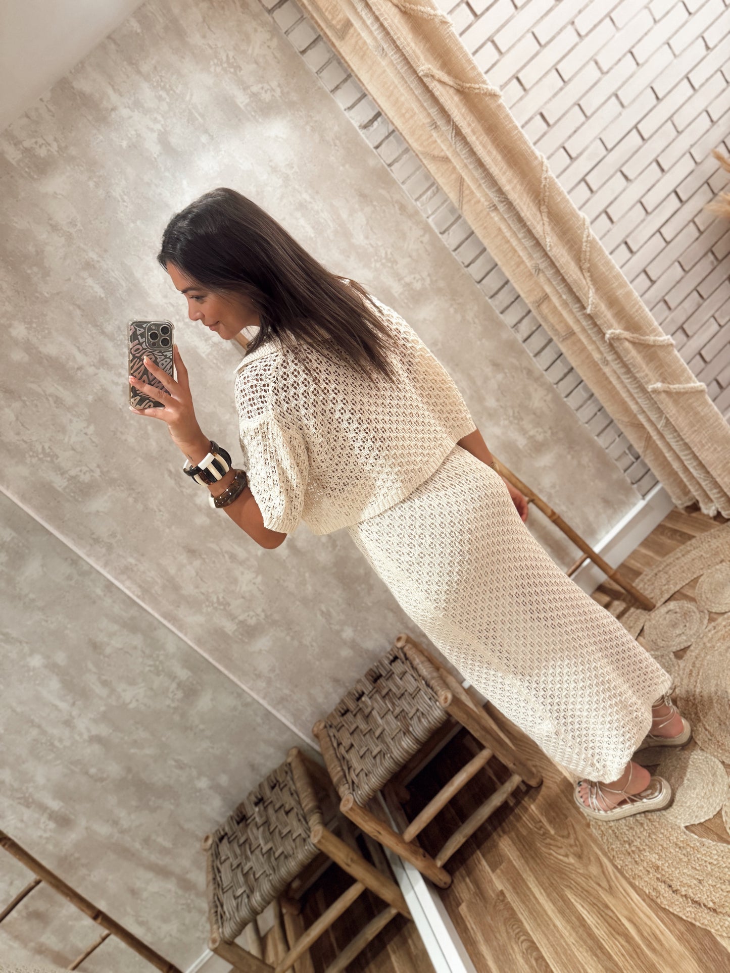 Conjunto de crochet beige